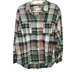 UNIVERSAL Thread Green Plaid Button Down Size XL